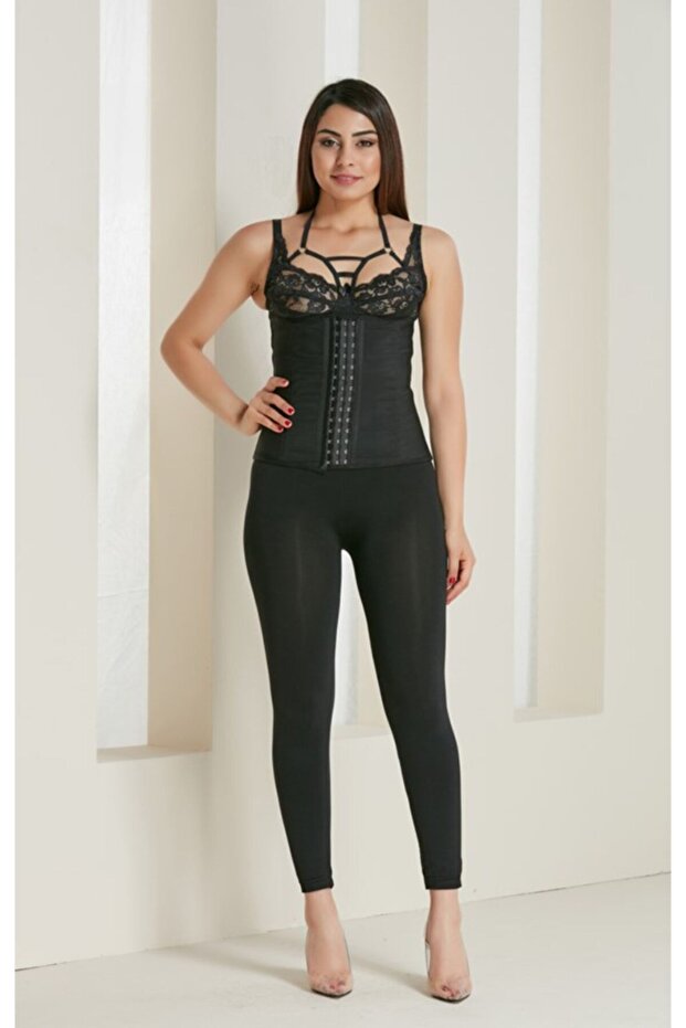 Latex Corset Strapless Black Steel Underwire Corset