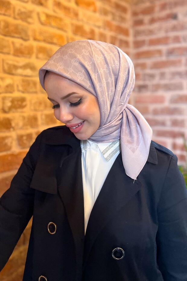 Elegance Monogram Eşarp - 1090500-991 - Gül Kurusu - 1