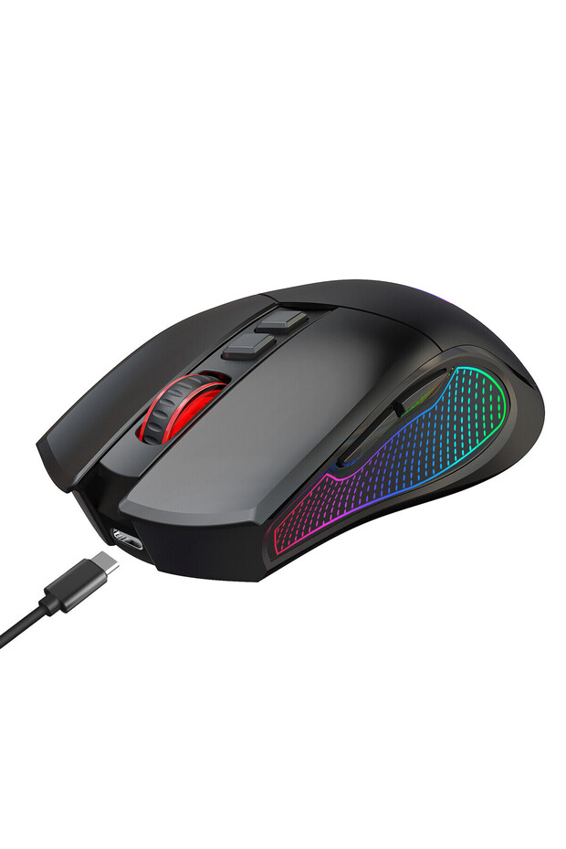 Crossfire Air V1 Tri-Mod Kablosuz 10000 Dpi Pixart 3325 Sensör Makro Yazılım RGB Gaming Mouse Siyah - 4