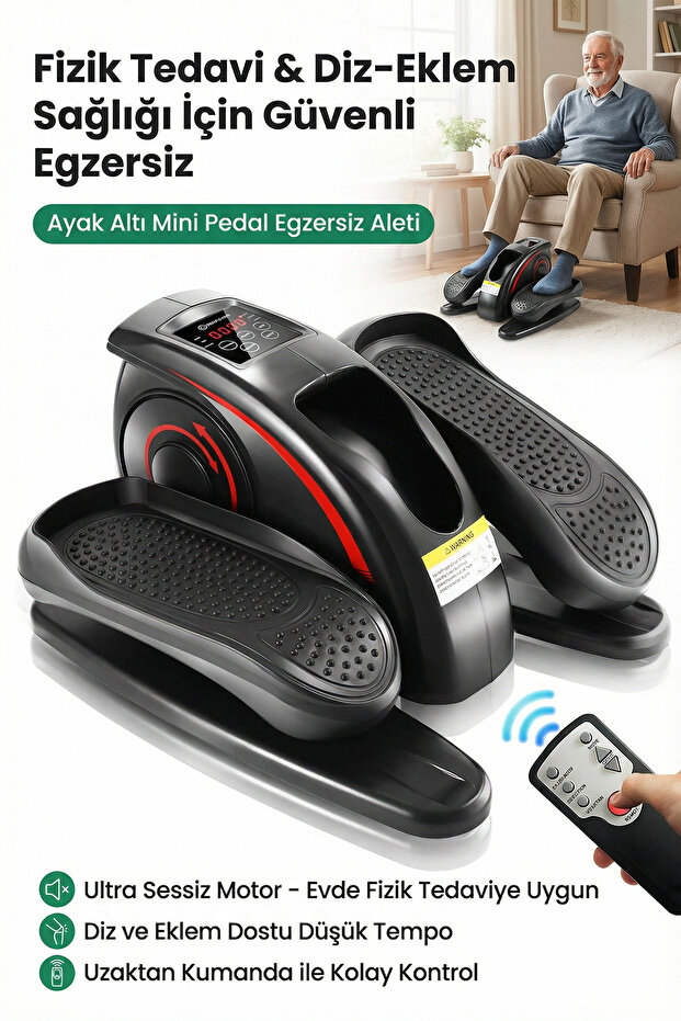 DEMPOWER 5 Kademe Hızlı 3 Modlu Uzaktan Kumandalı LCD Ekranlı Motorlu Eliptik Stepper