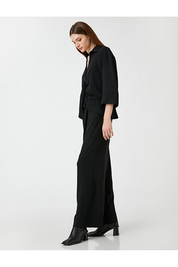 Lurex Palazzo Trousers with Pockets