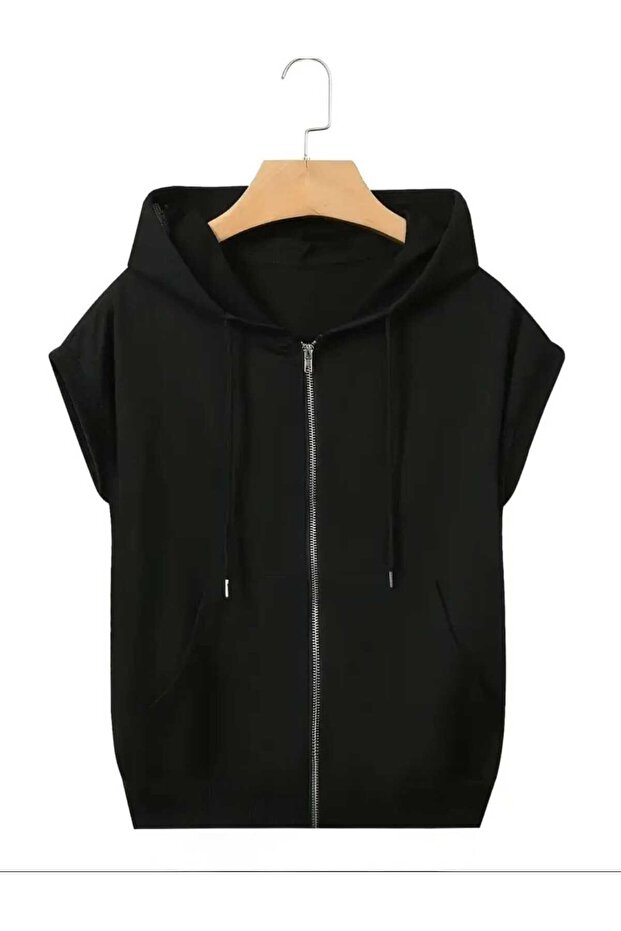 Lerixmod_Unisex Women Men 3 m Transitional Kangaroo Pocket Hooded Length Zipper Bat Sleeve