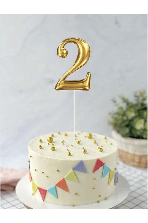 1-2-3-4-5-6-7-8 Year Old Gold Themed Birthday Cake Decoration