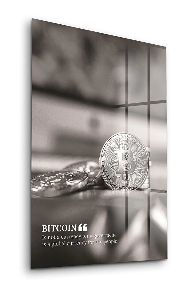 Glass Table with Bitcoin Pattern - 1