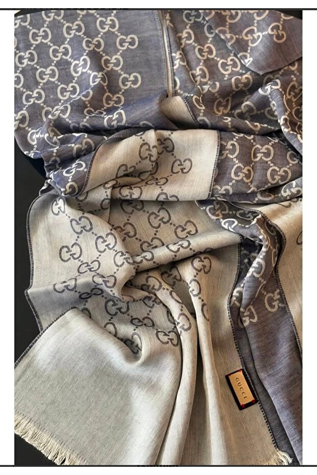 شال من الصوف والحرير مزدوج الجوانب - 1