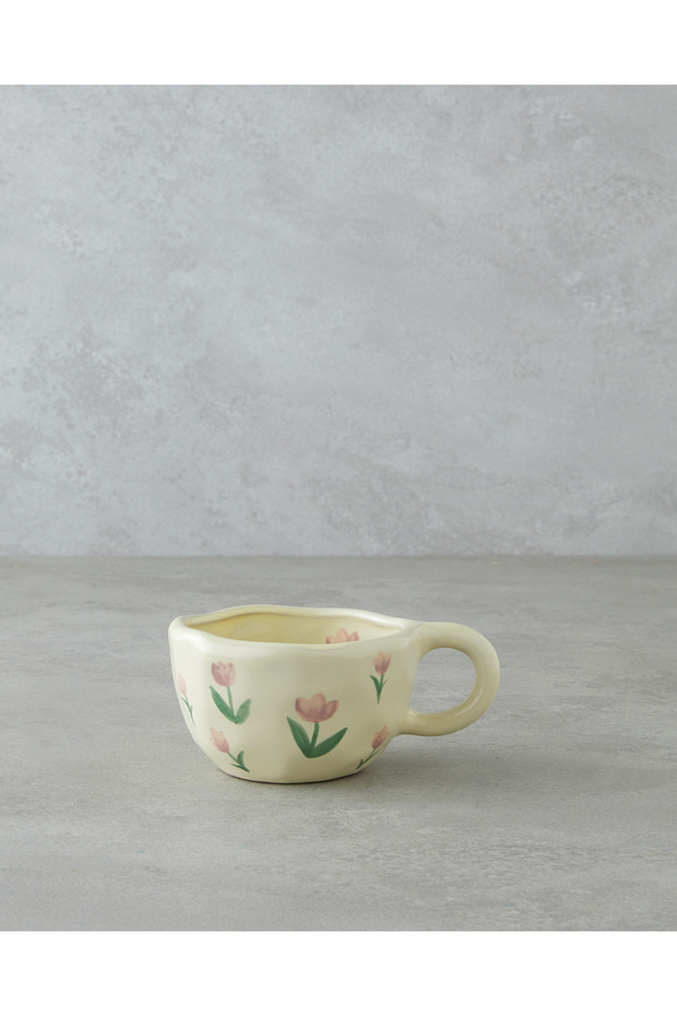 Floral Pinky Stoneware Mug 300 ml Pink - Green