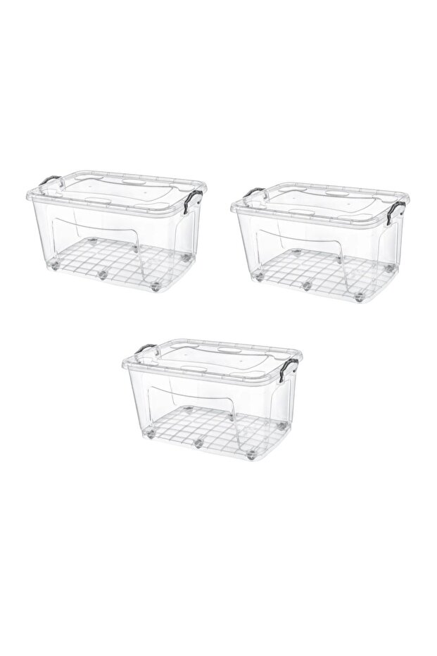 Storage Container with Wheels 80 liters 3 Large Storage Containers Medicine Box