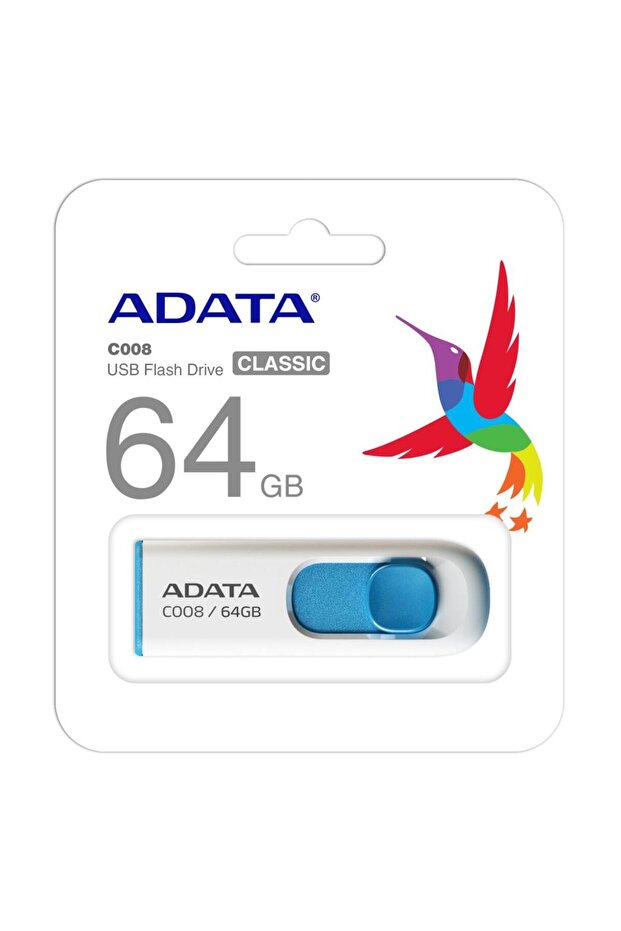 C008-64GB 64GB USB2.0 Classic (White + Blue) Flash Bellek - 1