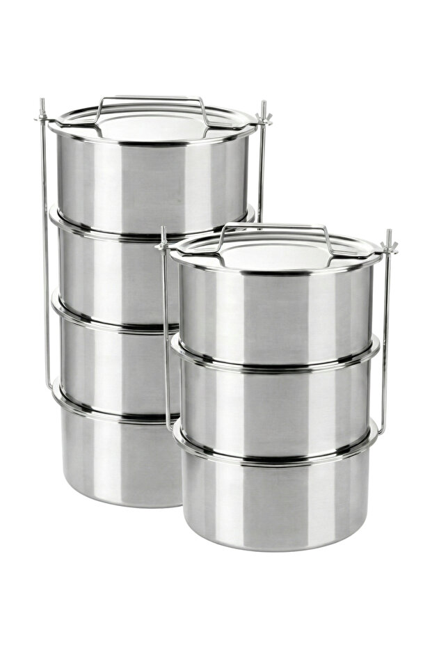 Stainless Steel Industrial Type Lunch Box 4-Tier Food Container 16X8 cm 1.4 Lt X 4 Pieces