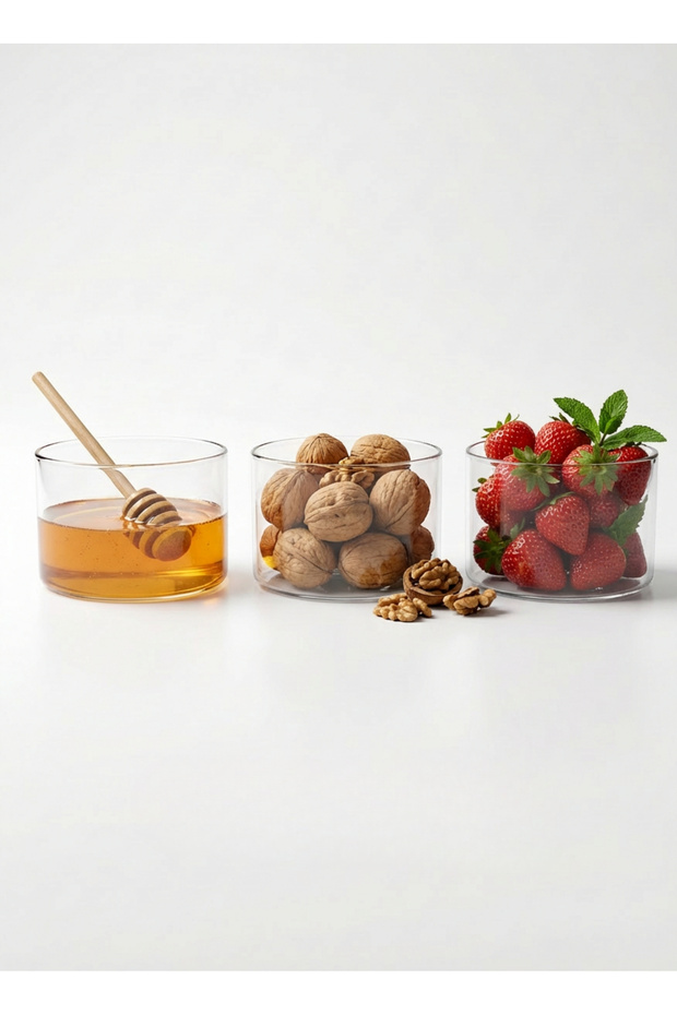 3-Piece Glass Breakfast Bowl Set Transparent Glass Presentation and Side Dish Bowl 365 ml