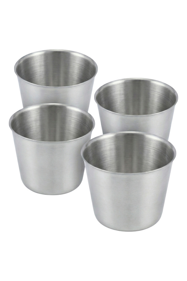 Stainless Steel 4-Piece Cream Caramel and Soufflé Bowl Dessert Set 6.5X5 cm