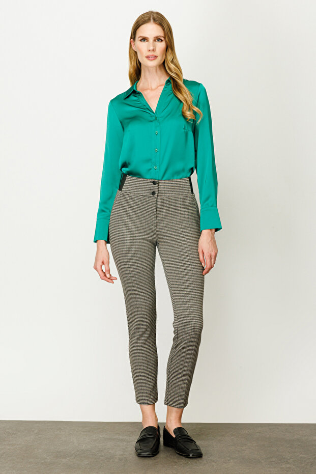 بنطلون منقوش من القماش القطني - 1