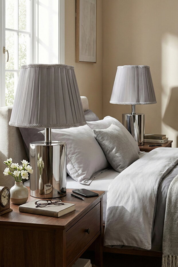 Samara Gümüş Çift Abajur - 1