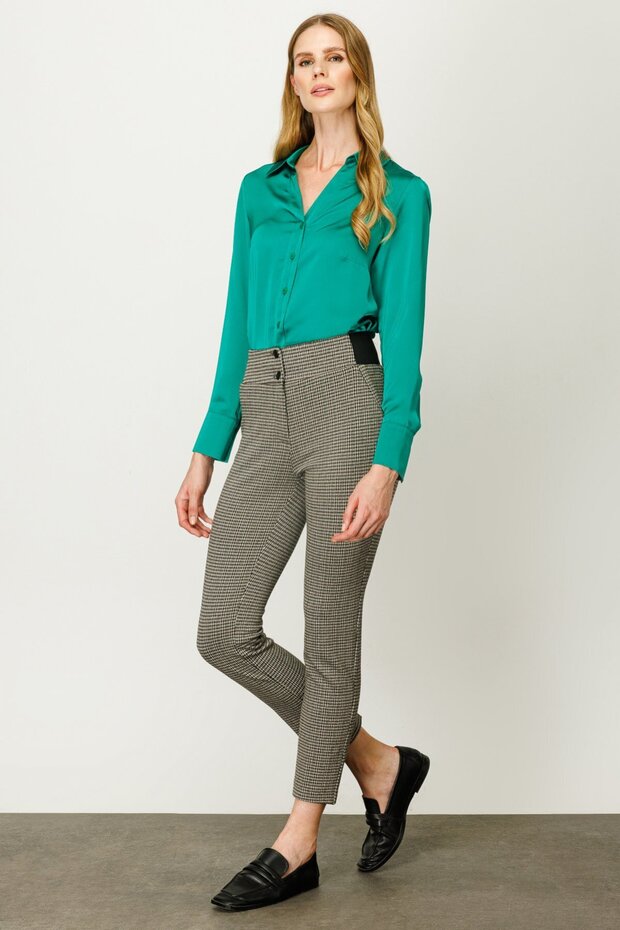 بنطلون منقوش من القماش القطني - 2