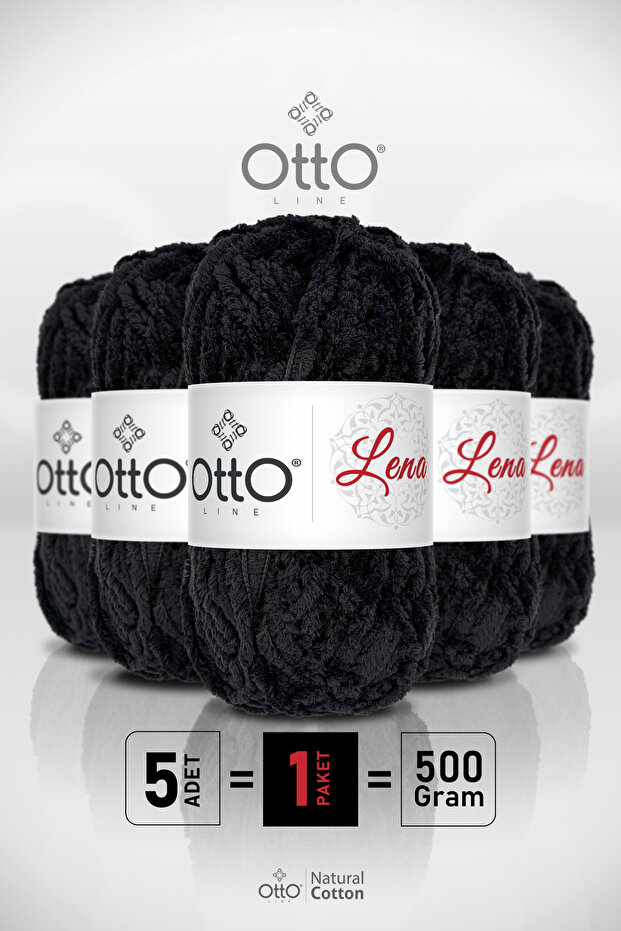 Lena • Black • 5-Pack × 100 Gr / 75 m • Foxfur Fur Thread