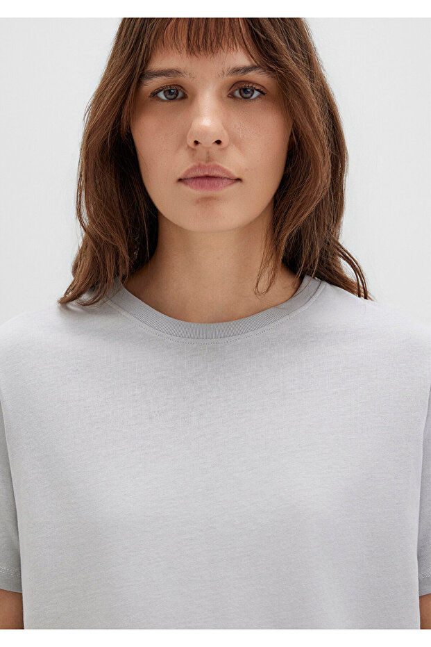 Gri Basic Tişört Regular Fit / Normal Kesim 1600965-70075 - 6