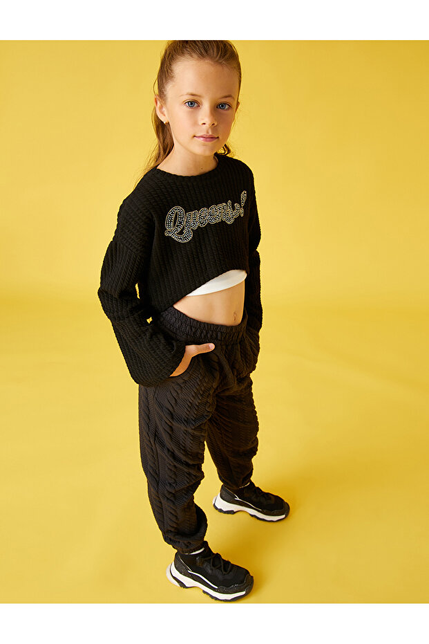 Basic Textured Jogger Sweatpants with Pockets