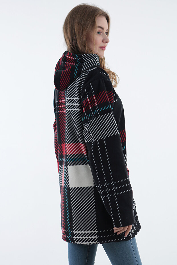 Women's Zippered Fleece Cardigan Coat-black