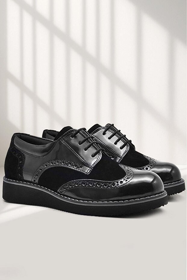 Hidra Black Patent Leather Laced Classic Boys' School Shoes
