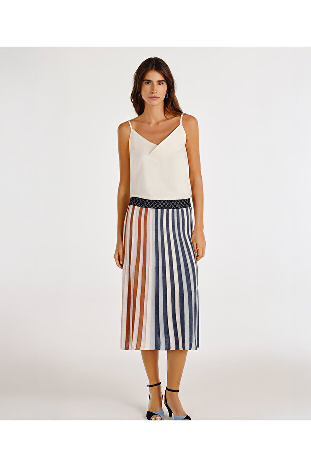 Pliseli Midi Triko Etek - 1