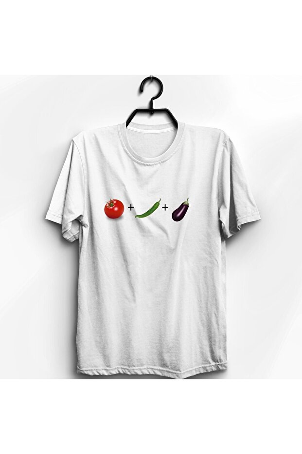 Tomato Pepper Eggplant Printed Unisex 100% Cotton White T-Shirt