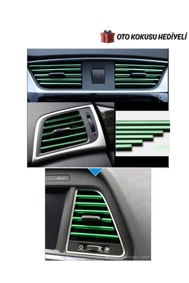 Car Interior Air Conditioner Grille Plug-in Air Conditioner Ornament Plug-in Vent Colorful Slat Green