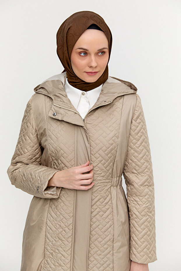 Kapüşonlu Kapitone Kaban - 4