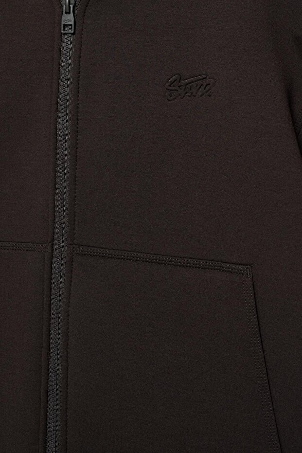 Sentetik kauçuk kumaş görünümlü kapüşonlu sweatshirt - 6