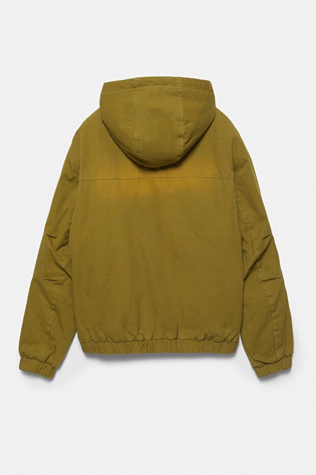 Yıkanmış detaylı kapüşonlu ceket - 8