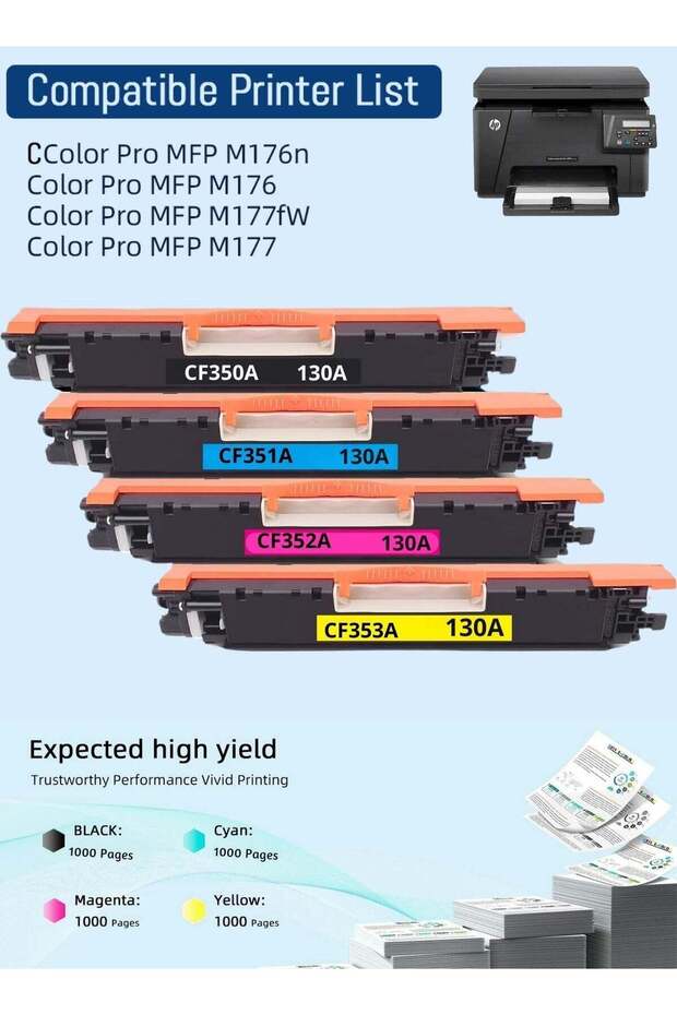 مجموعة خراطيش الحبر 130A متوافقة مع طابعة HP LaserJet Pro MFP