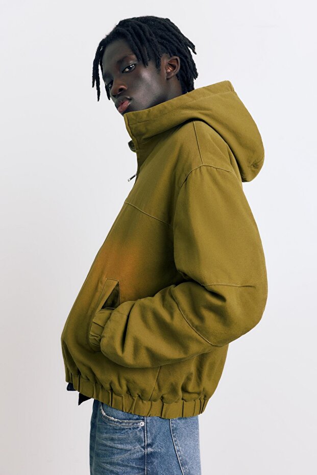 Yıkanmış detaylı kapüşonlu ceket - 4