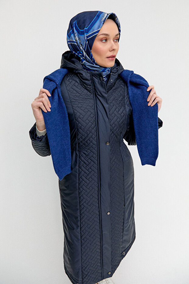 Kapüşonlu Kapitone Kaban - 4