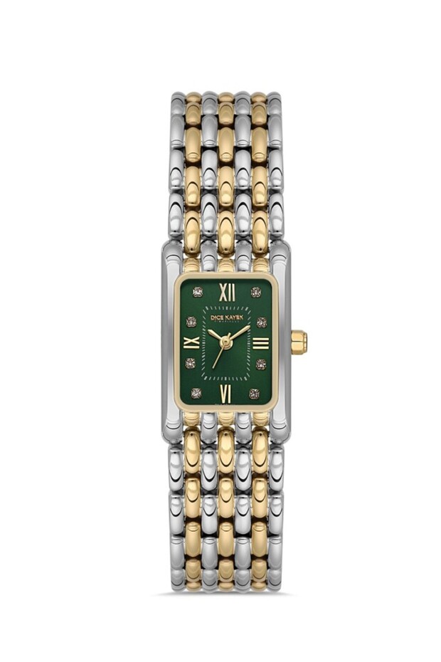 Dk.1.Ag1418.03 Rectangular Case Minimal Stone Design Metallic-Gold Color Women Wristwatch