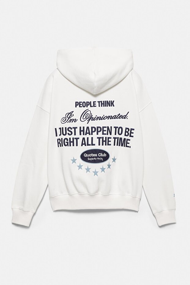 İşlemeli yıldız kapüşonlu sweatshirt - 7