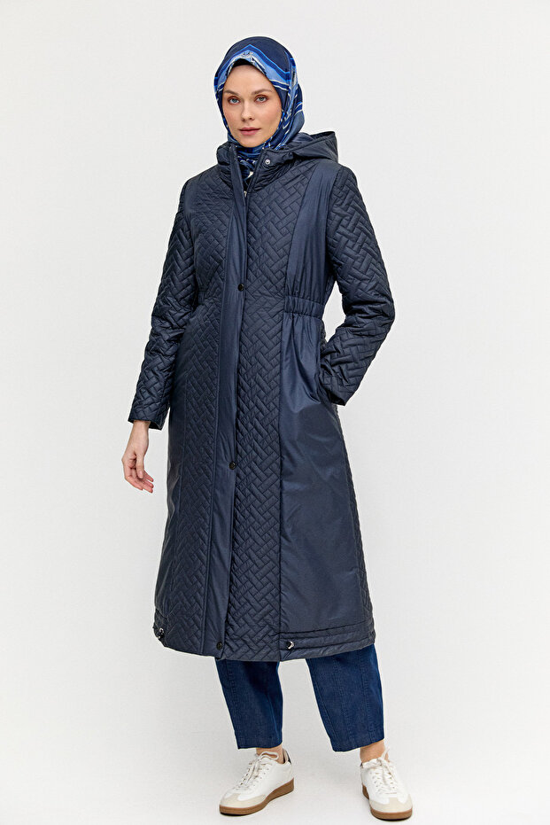 Kapüşonlu Kapitone Kaban - 6