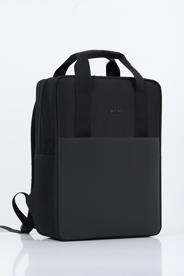 D'VERS Su İtici Kumaş Özellikli 15.6-16.1-16.9 Inç Uyumlu Siyah Notebook Sırt Çantası