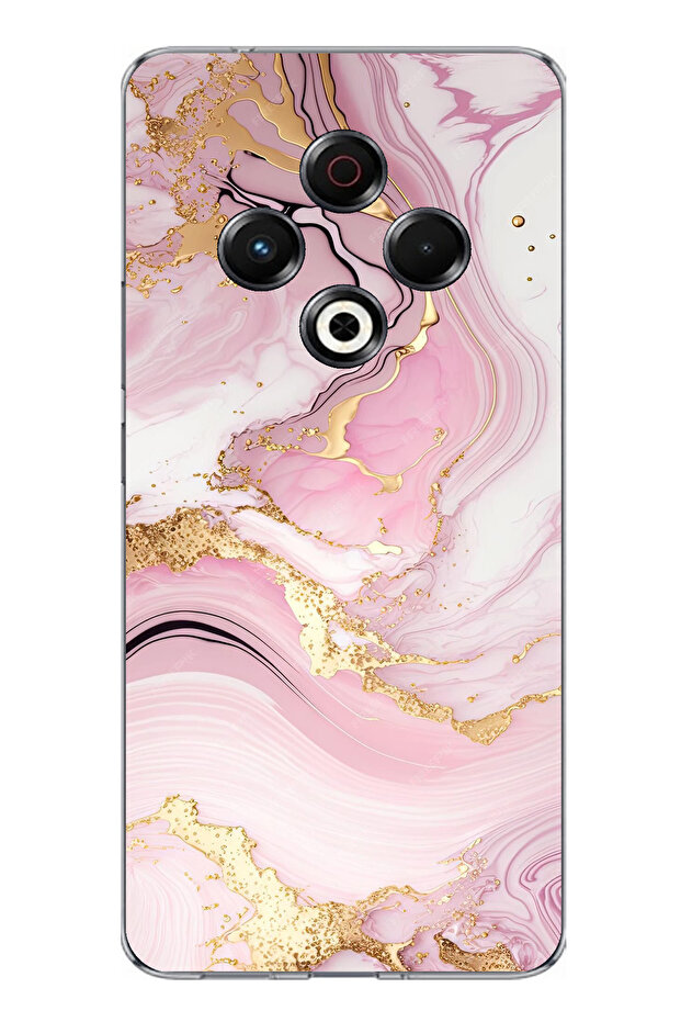 حافظة سيليكون متوافقة مع تكنو سبارك مطبوع باللون الوردي الرخامي - 1