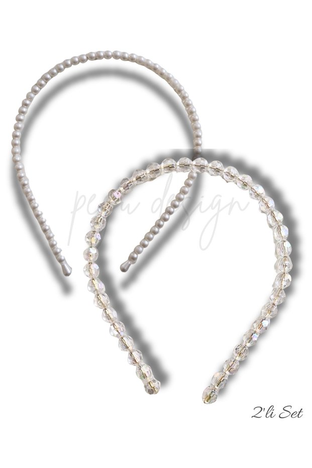 Set of 2 Rowed Pearl Crown, Bride, Invitation, Celebration, Daily, Special Day, Life
