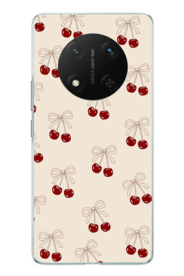 حافظة سيليكون متوافقة مع Honor X9C من نوع Fiyonklu Kirazlar مطبوع - 1