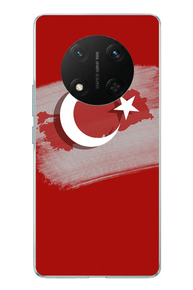 Honor X9C Compatible Turkey Map Detailed Turkish Flag Printed Silicone Case