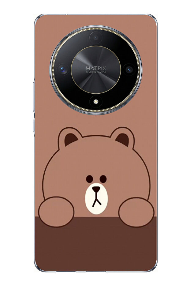 حافظة سيليكون مطبوع متوافقة مع Honor X9B بتصميم الدب البني - 1