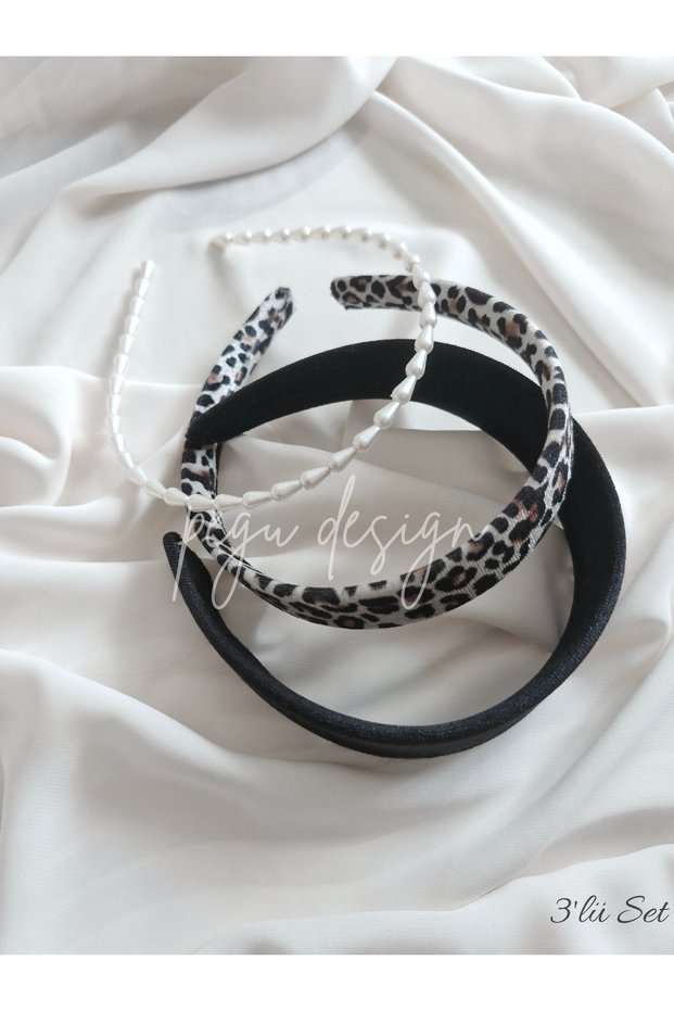 Set of 3 Wide Velvet, Leoapar Crown and Row of Pearl Crown, for Bride, Invitation, Celebration, Everyday,