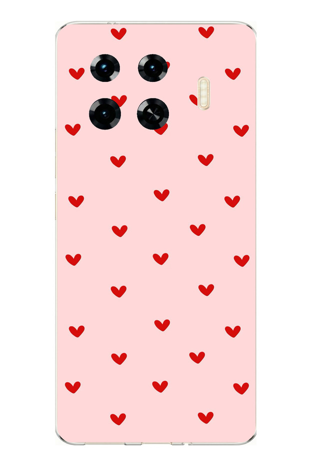 حافظة سيليكون متوافقة مع هاتف Tecno Spark 20 Pro+ Plus باللون الأحمر الصغير مطبوع - 1