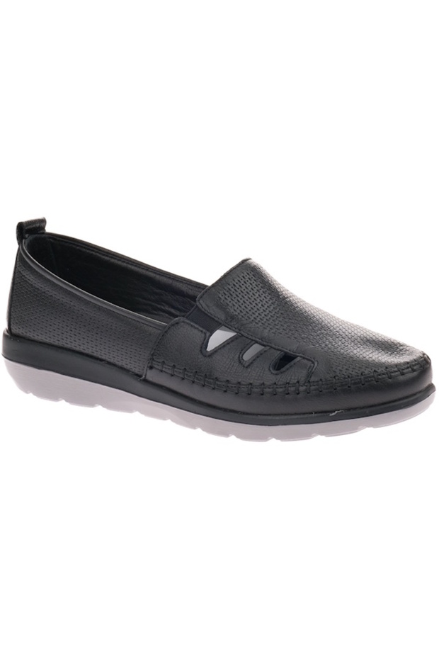 D26Ya-0110 Black Leather Comfort Women's Ballet Shoes