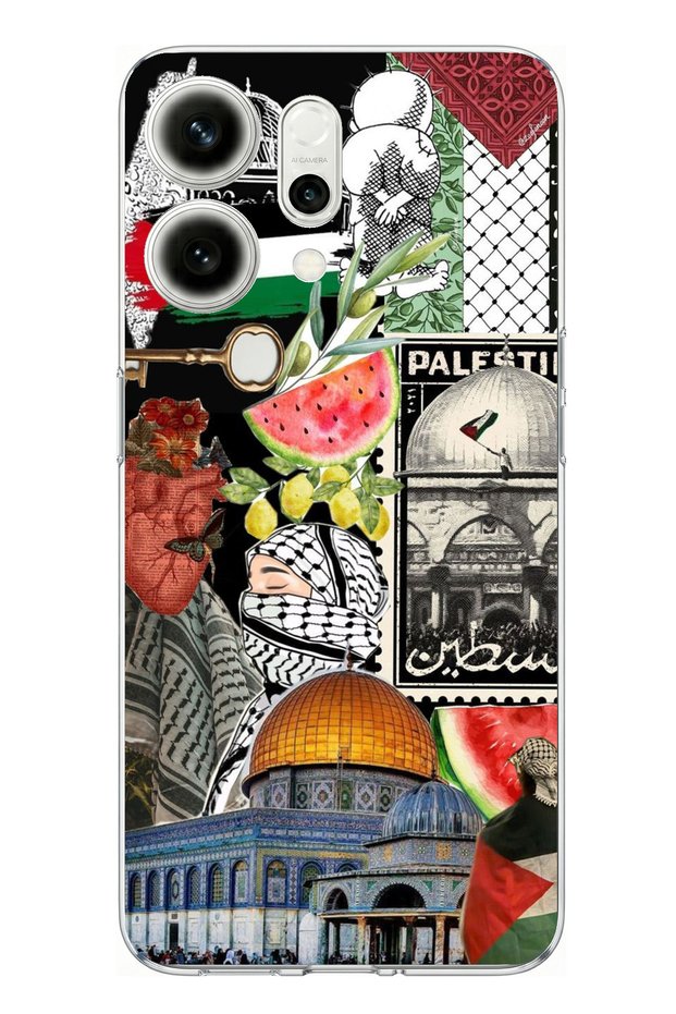 Oppo Reno 14 5g Compatible Palestine Freedom Collage Printed Silicone Case