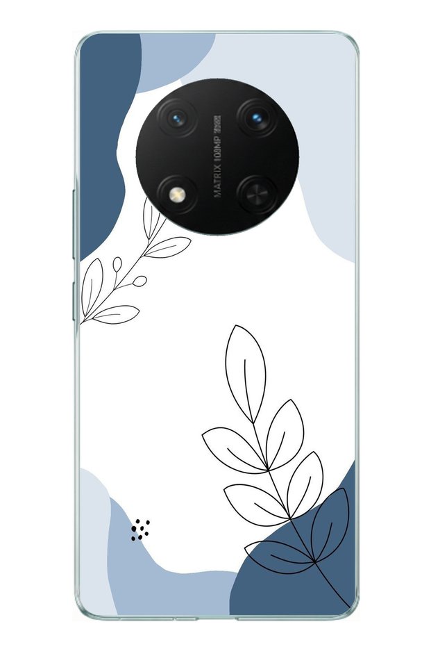 Honor X9C Compatible Blue Tranquility Shapes and Botanical Lines Printed Silicone Case