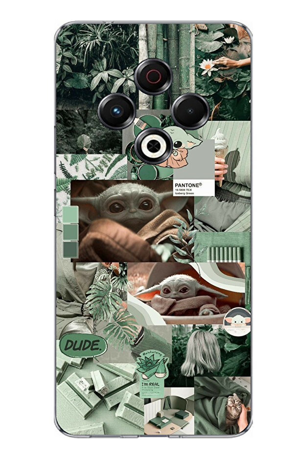 حافظة سيليكون متوافقة مع هاتف Tecno Spark 30 Yoda Collage مطبوع - 1