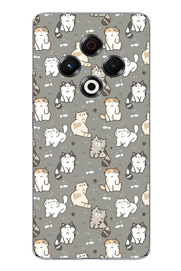 Tecno Spark 30 Compatible Tiny Cute Cats Printed Silicone Case - 1
