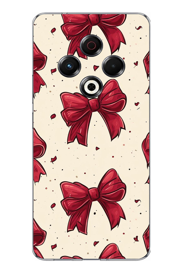 حافظة سيليكون متوافقة مع تكنو سبارك 30 بفيونكات حمراء كبيرة مطبوع - 1