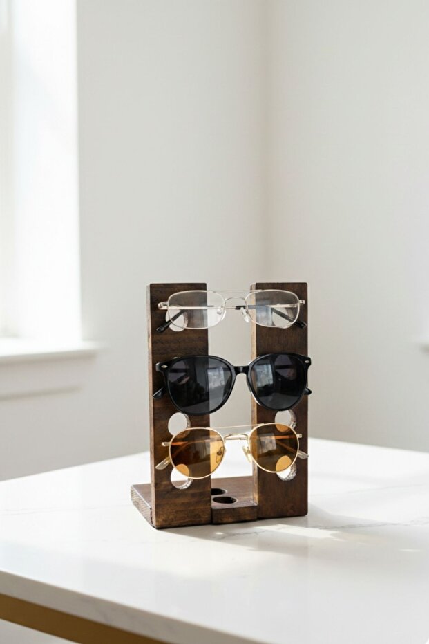 Handmade Wooden Glasses Organizer | 4 Compartment Glasses Stand